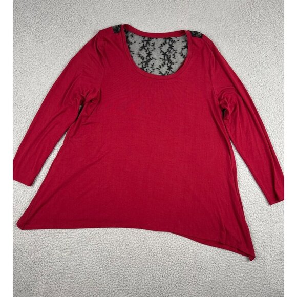 Torrid Super Spoft Knits Top Blouse Red Size 1 Rayon Stretch Lace Back Lagenlook - Picture 1 of 8